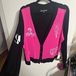 🧡 0 Torrid Lovesick Bold Pink and Black Cardigan